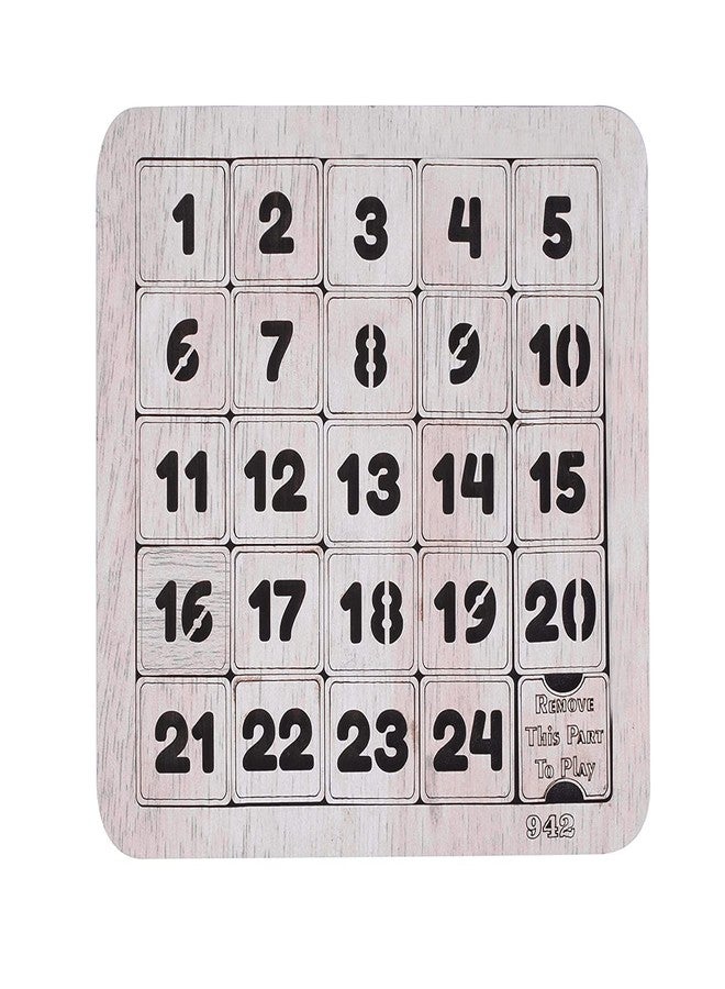 GLNRM Number Slide Wooden Puzzles 1 to 24 Educational Toy for Kids - Brain Teaser IQ Game - Non Interlocked Pieces (5 * 5 1 to 24) - Image 1